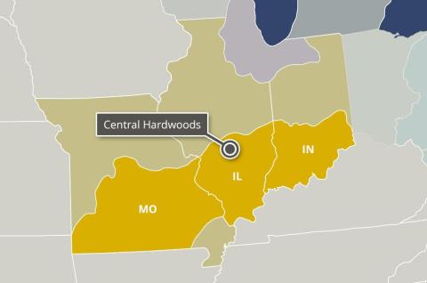Map of the central hardwood areas